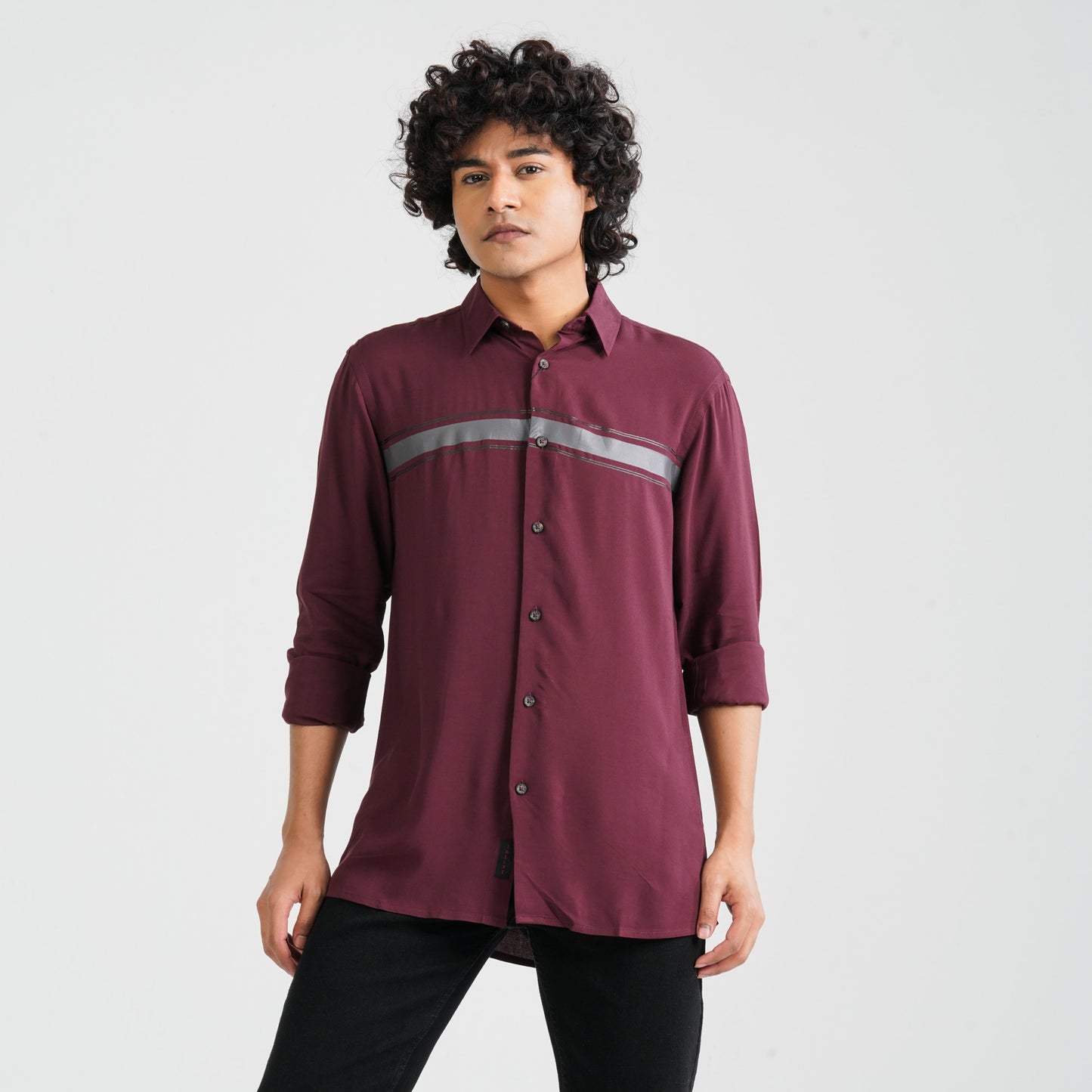 Men's Maroon Viscose Casual Shirt