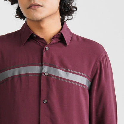 Men's Maroon Viscose Casual Shirt