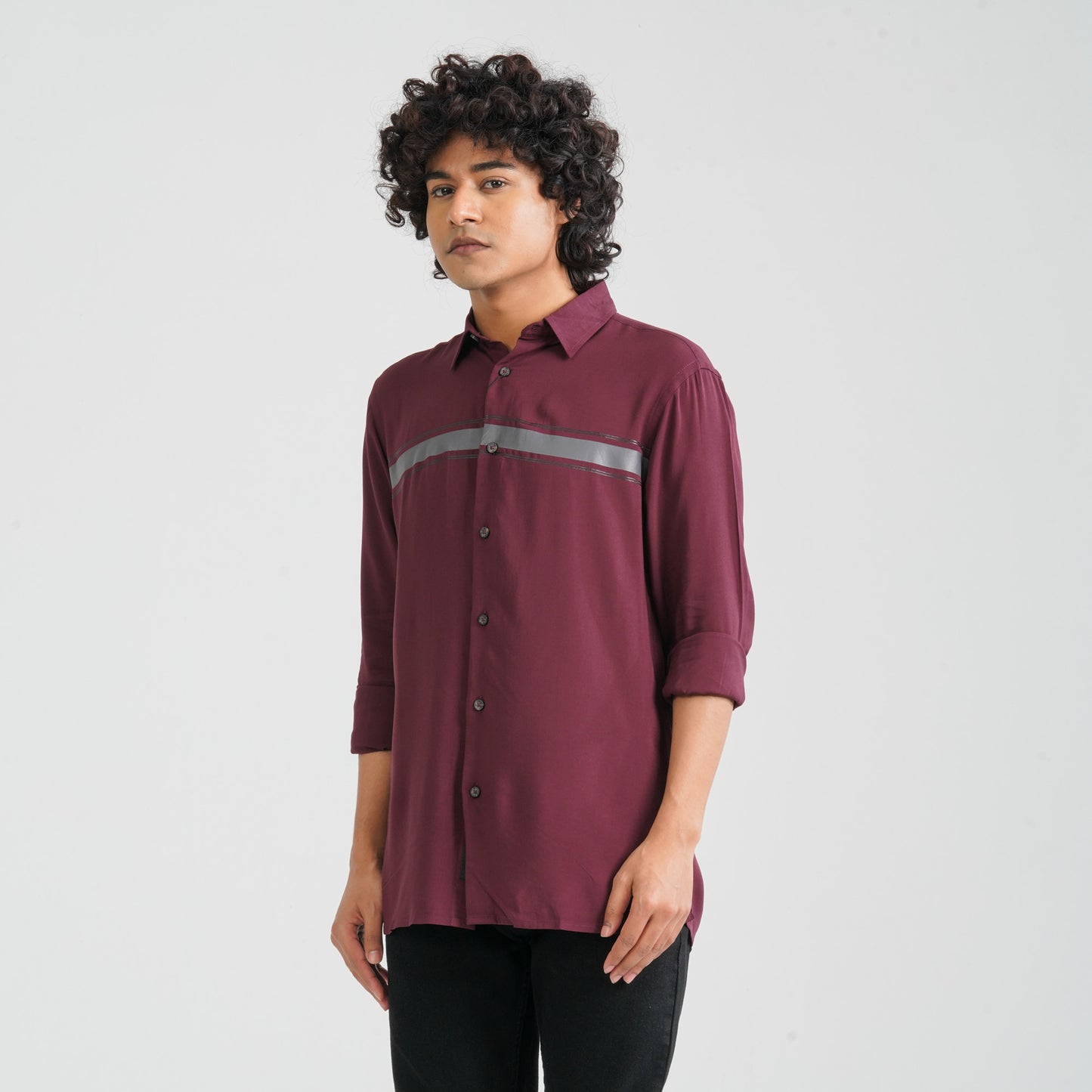 Men's Maroon Viscose Casual Shirt