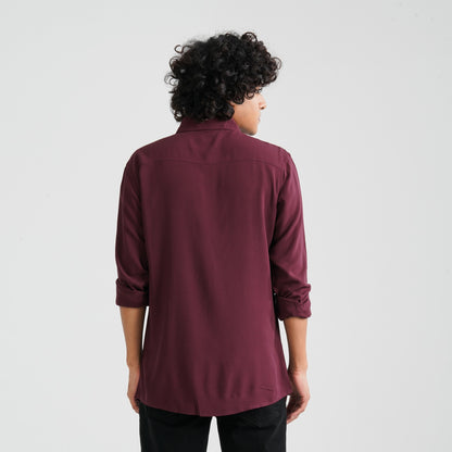 Men's Maroon Viscose Casual Shirt