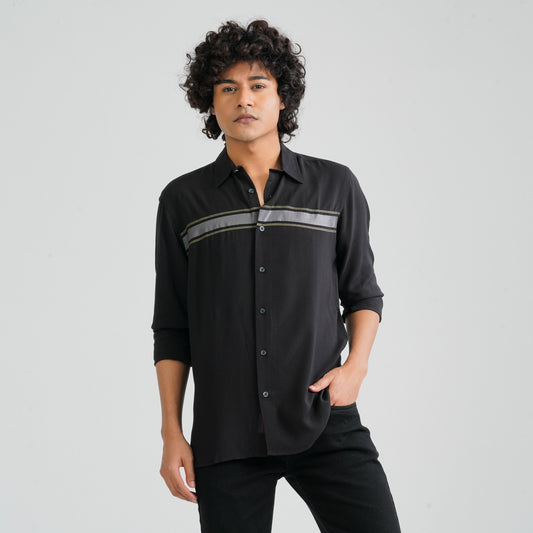 Men's Black Viscose Casual Shirt