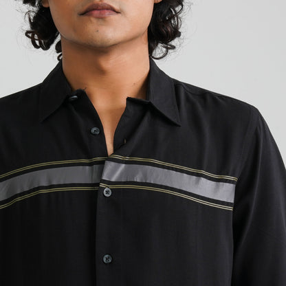 Men's Black Viscose Casual Shirt