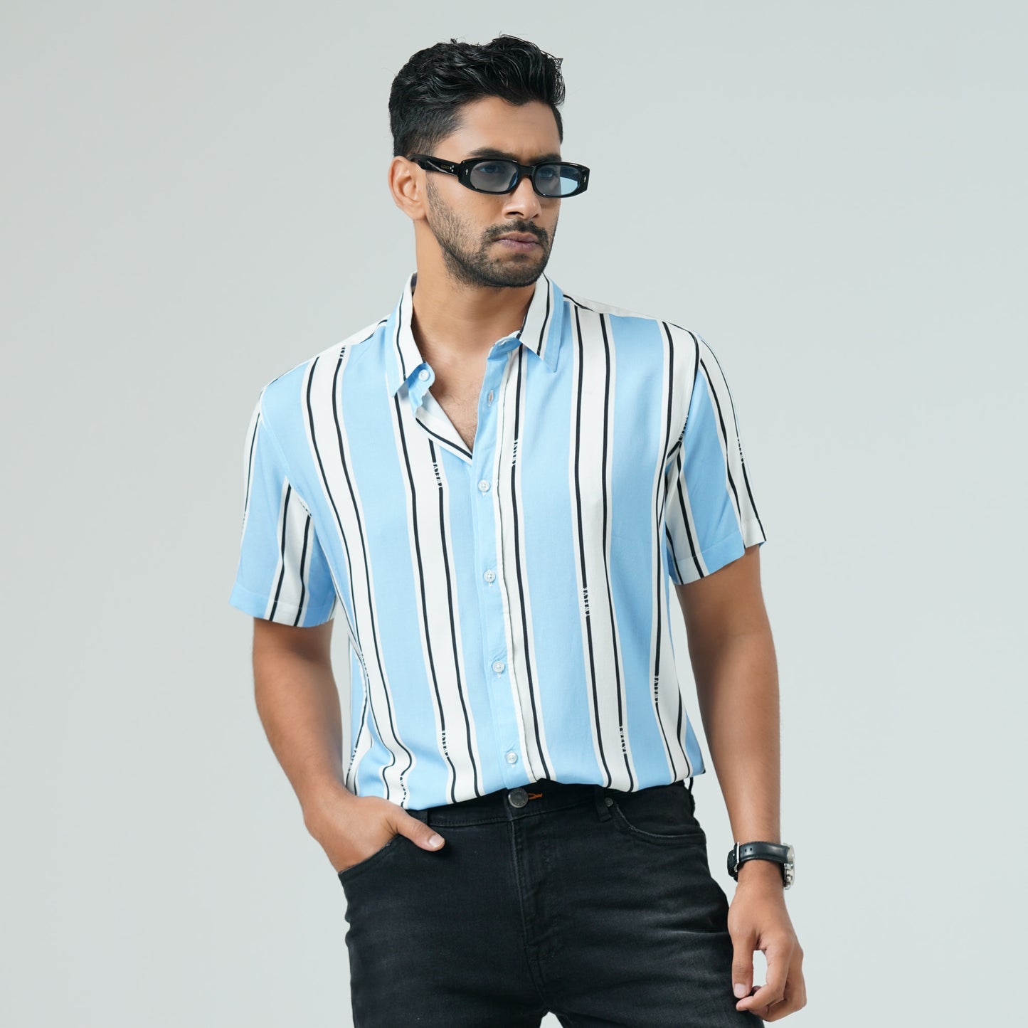 Mens Sky Blue Short Sleeve Shirt