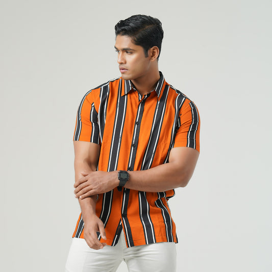 Mens Orange Short Sleeve Shirt