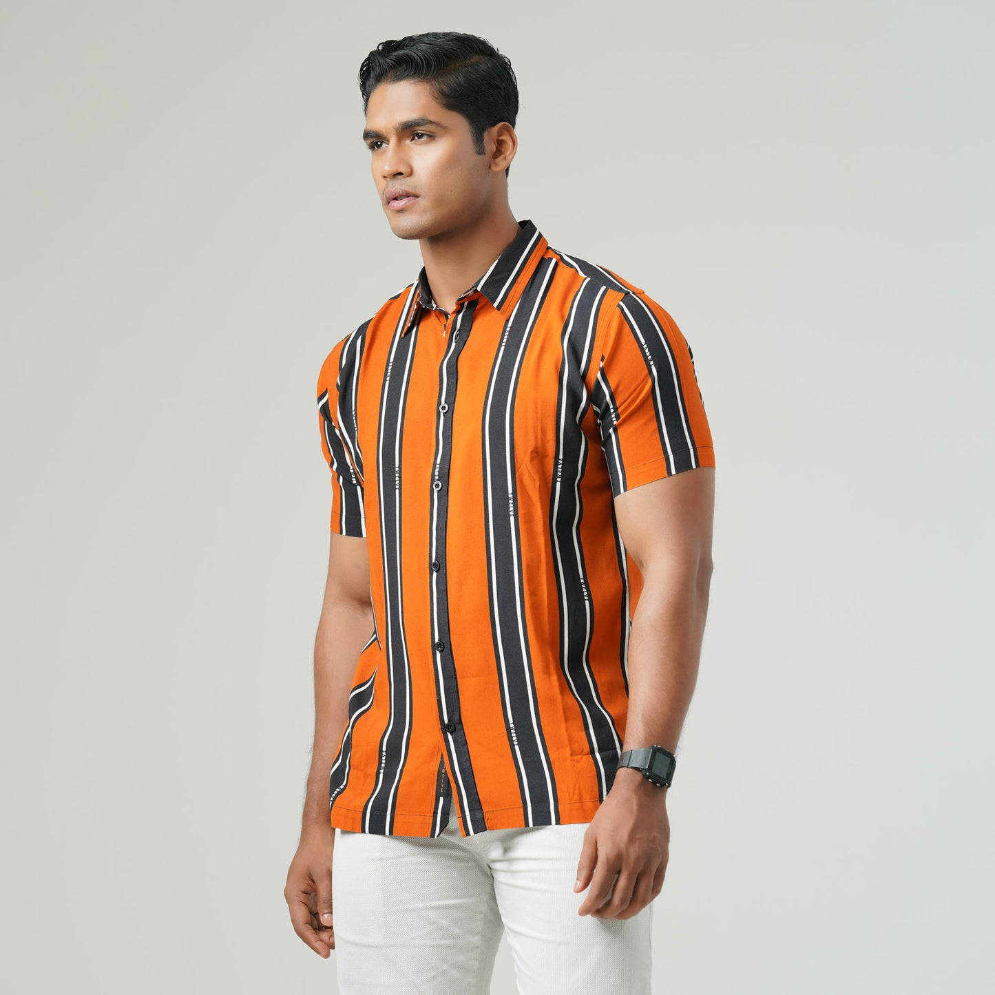 Mens Orange Short Sleeve Shirt