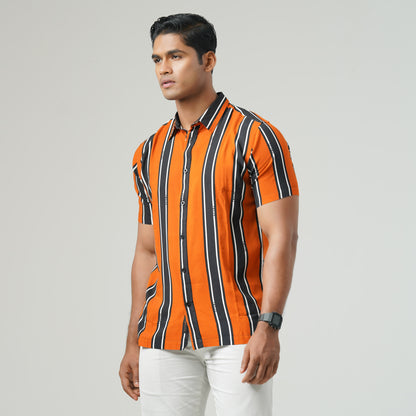 Mens Orange Short Sleeve Shirt