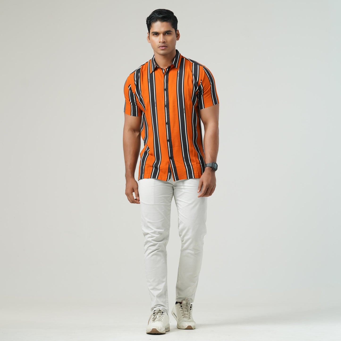 Mens Orange Short Sleeve Shirt