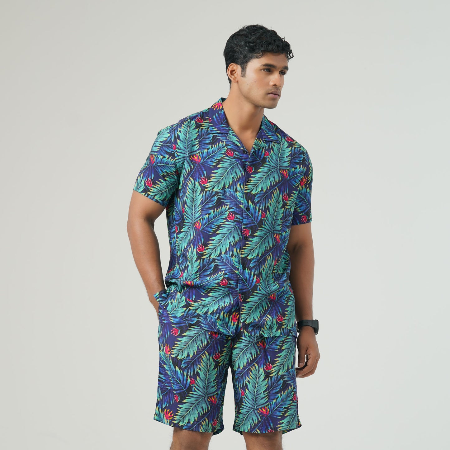 Mens Green Aop Hawai Shirt