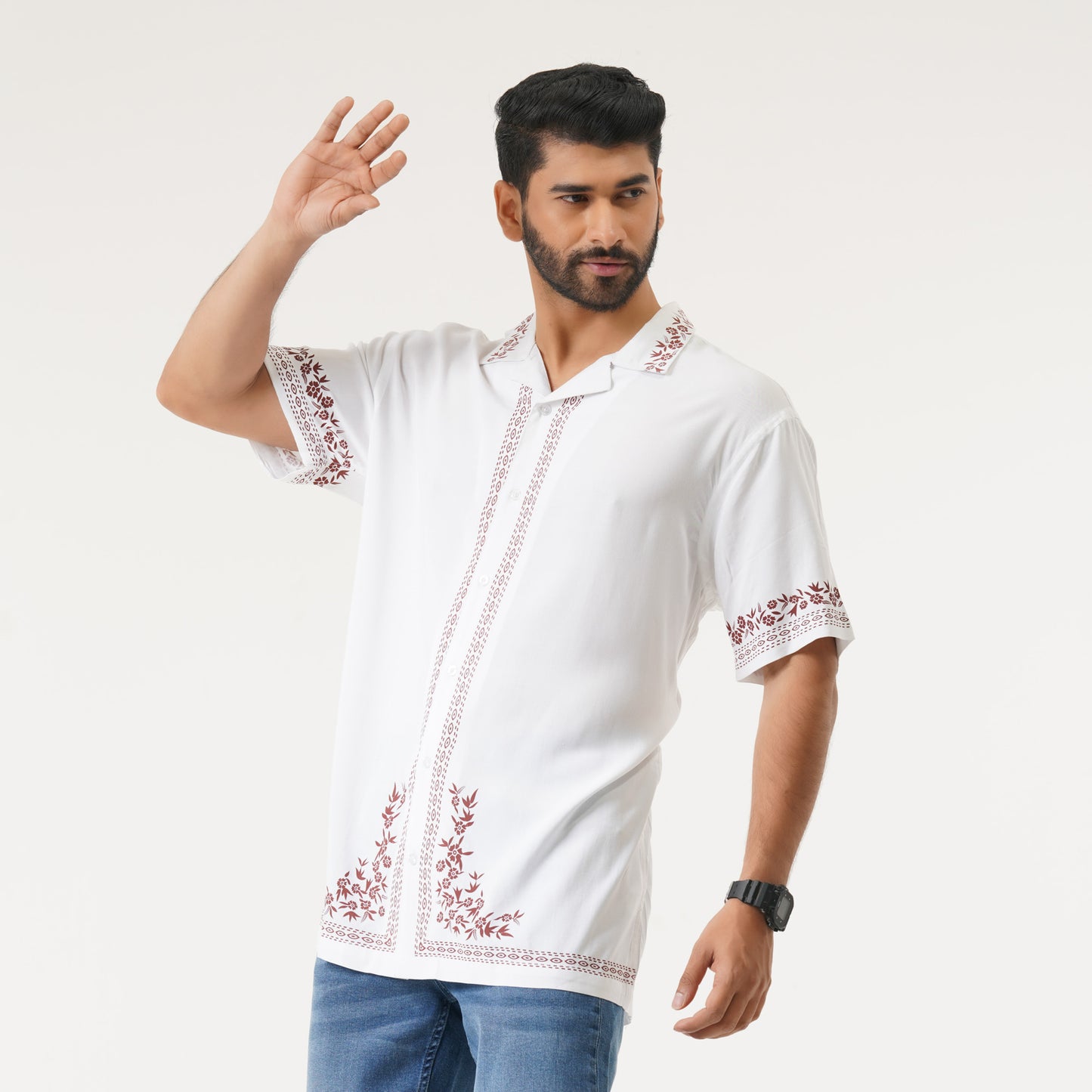 Mens White Hawai Shirt