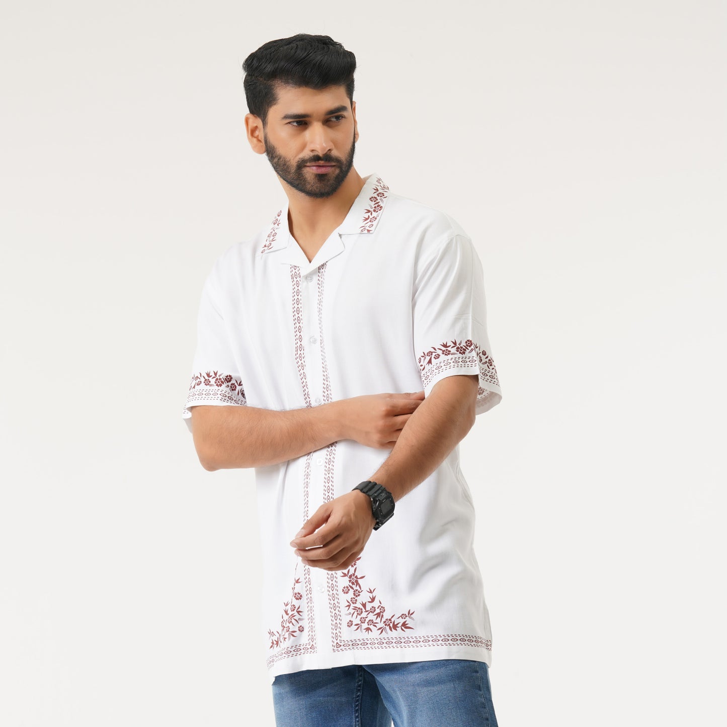 Mens White Hawai Shirt