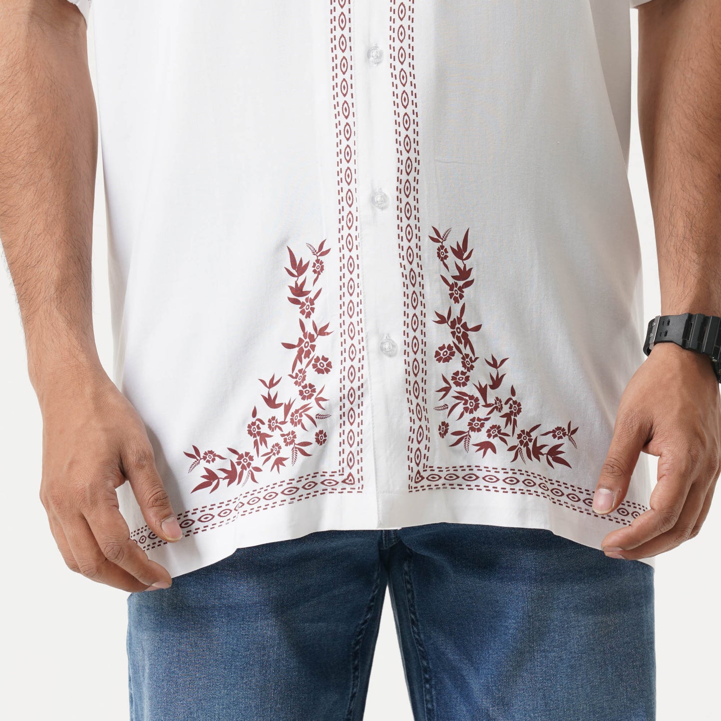 Mens White Hawai Shirt