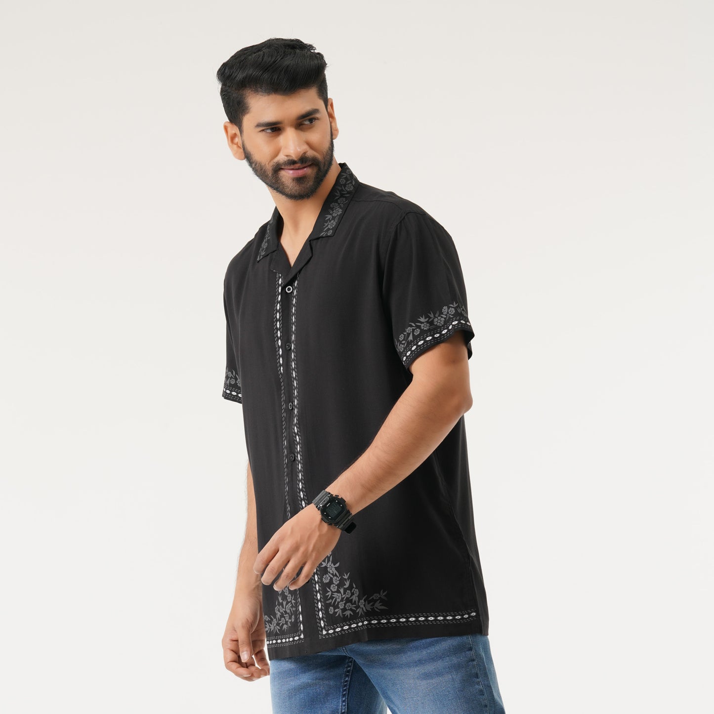 Mens Black Hawai Shirt