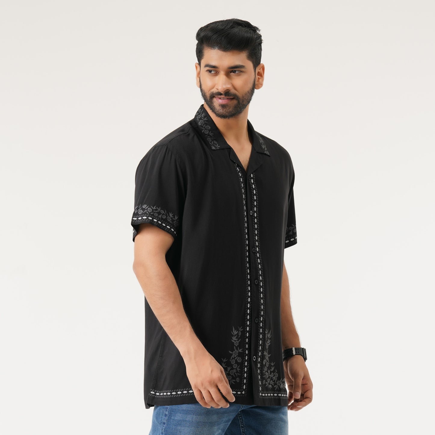 Mens Black Hawai Shirt