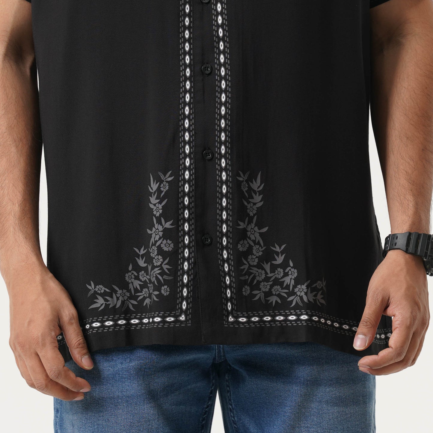 Mens Black Hawai Shirt