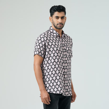 Mens Black Printed Shirt