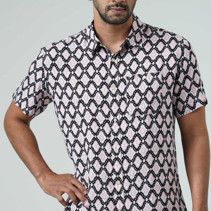 Mens Black Printed Shirt