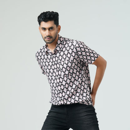 Mens Black Printed Shirt