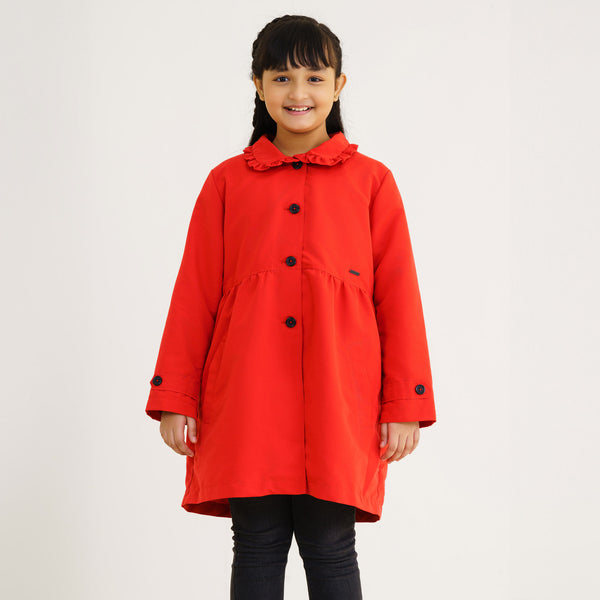 Girls Red Trench Coat