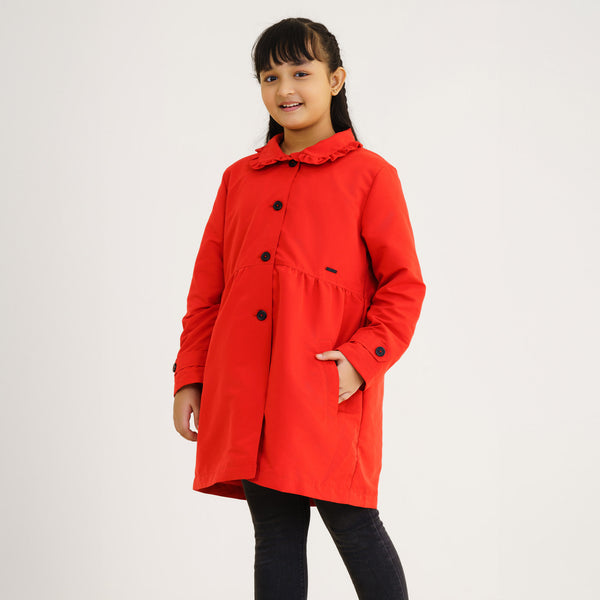 Girls Red Trench Coat