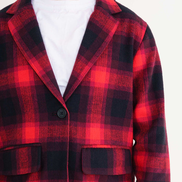 Girls Red Checked Trench Coat