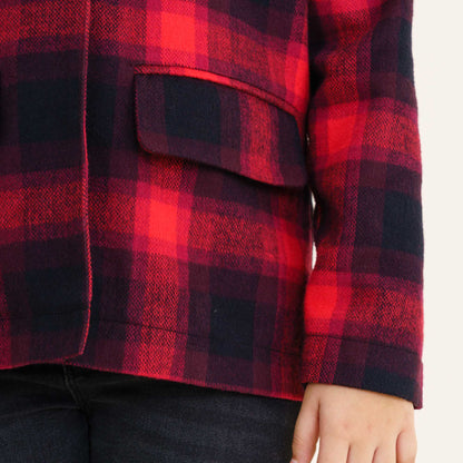 Girls Red Checked Trench Coat