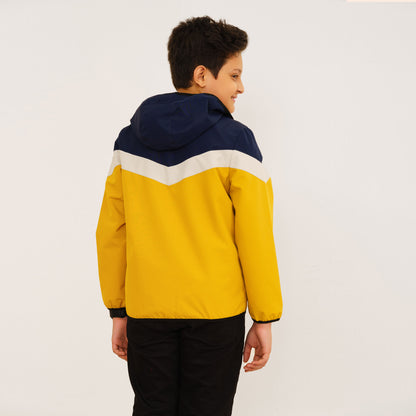 Boys Mustard & Navy Hooded Windbreaker