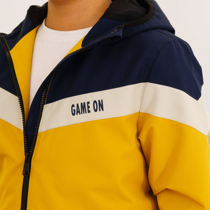 Boys Mustard & Navy Hooded Windbreaker