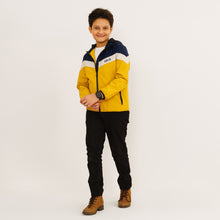 Load image into Gallery viewer, Boy&#39;s Mustard &amp; Navy Hooded Windbreaker
