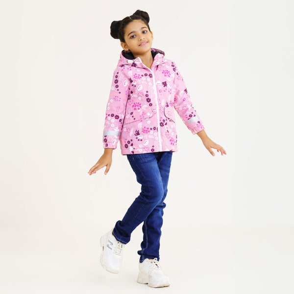 Baby Girls Pink Printed Windbreaker