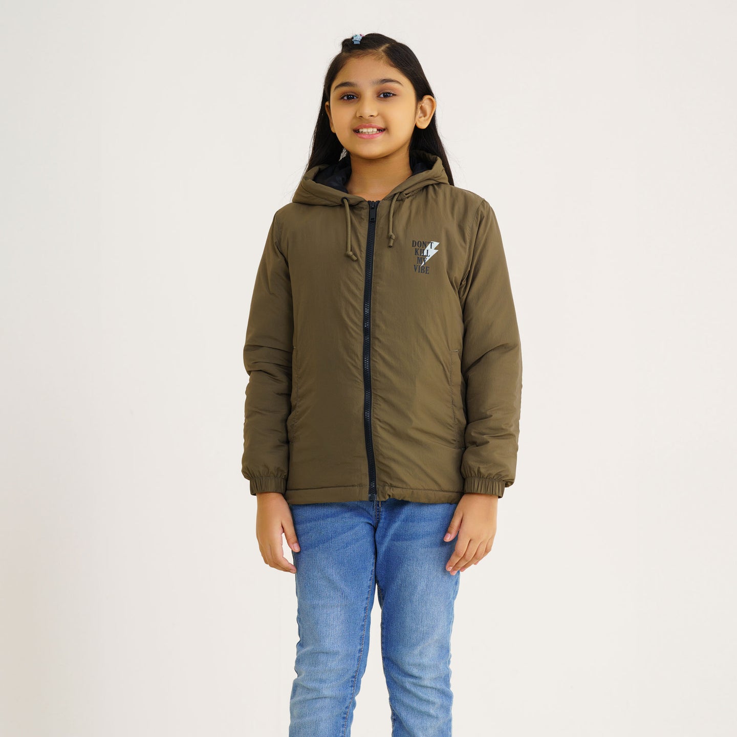 Girls Olive Windbreaker