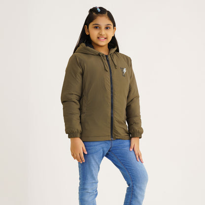 Girls Olive Windbreaker