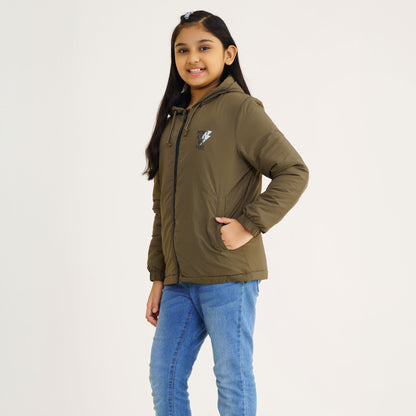 Girls Olive Windbreaker