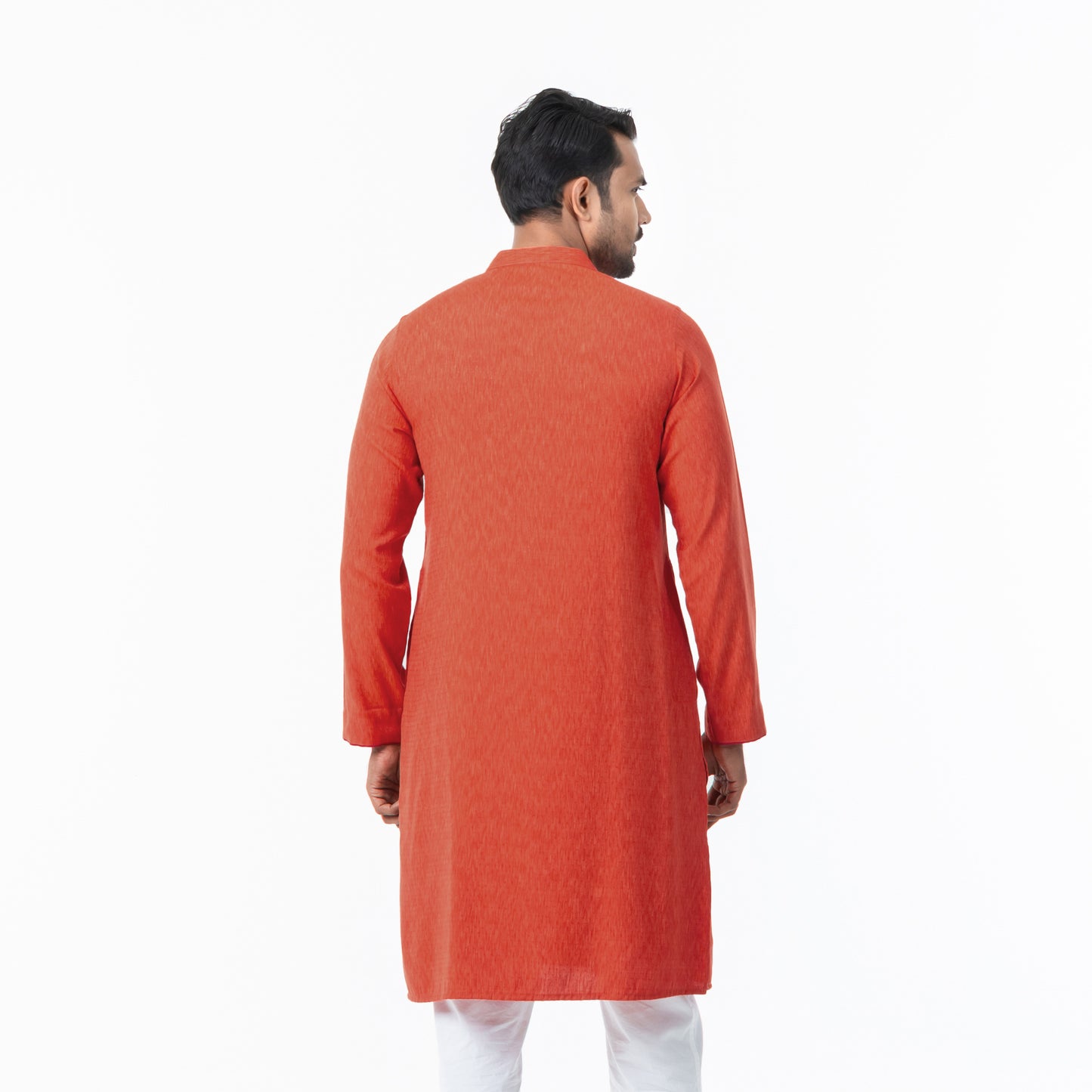 Mens Orange Jacquard Panjabi