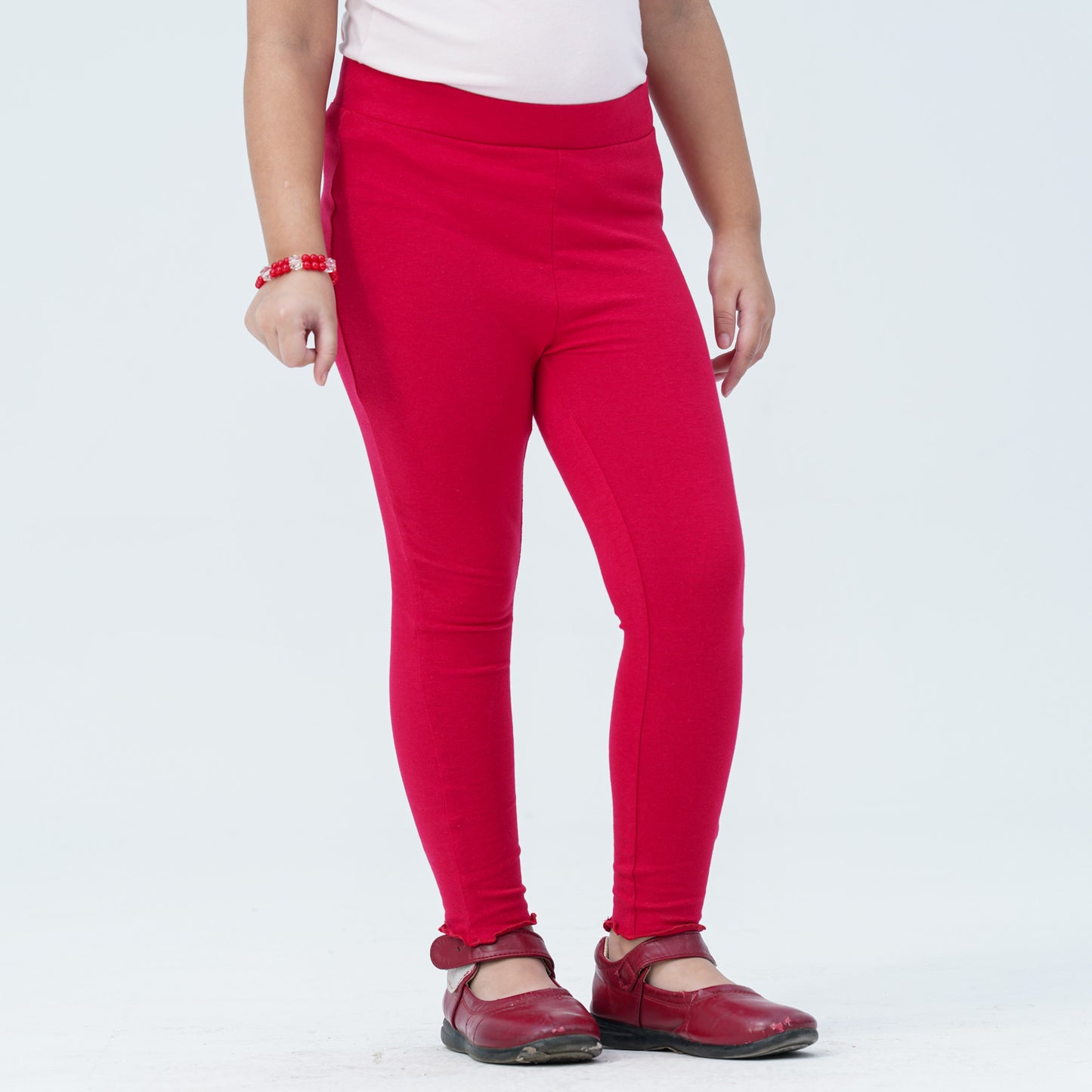 Baby Girls Red Cotton Leggings
