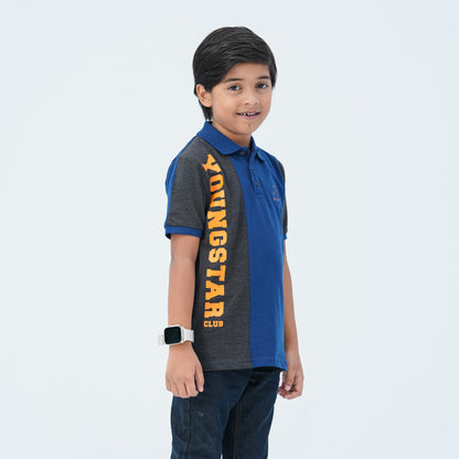Boy's Charcoal & Navy Cotton Polo