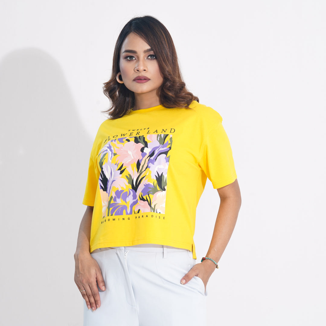 Women Mustard Crop T-Shirt (color problem)