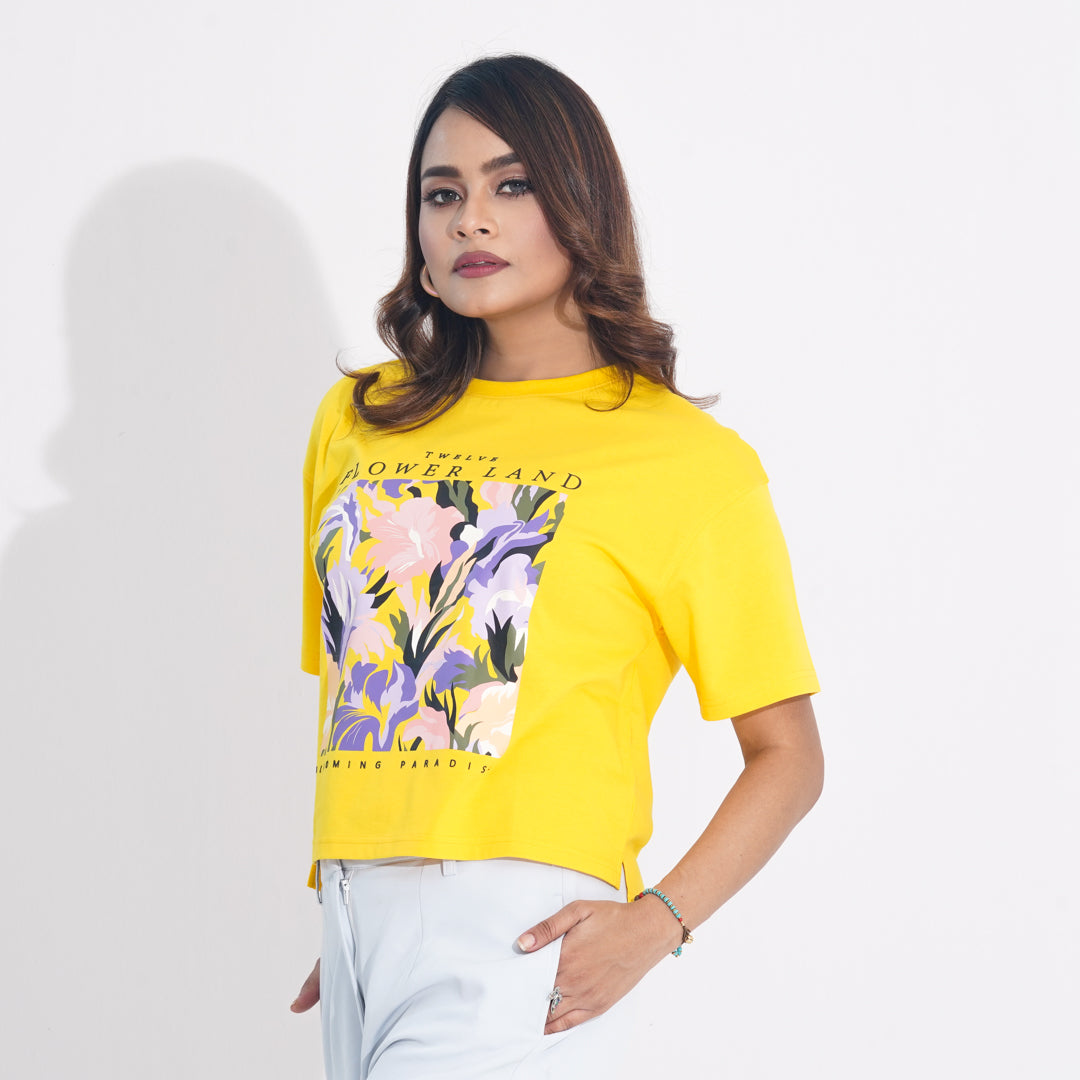 Women Mustard Crop T-Shirt (color problem)