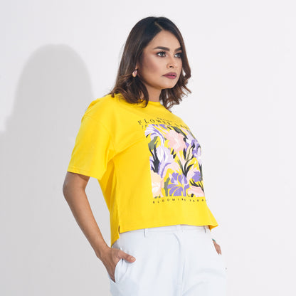 Women Mustard Crop T-Shirt (color problem)