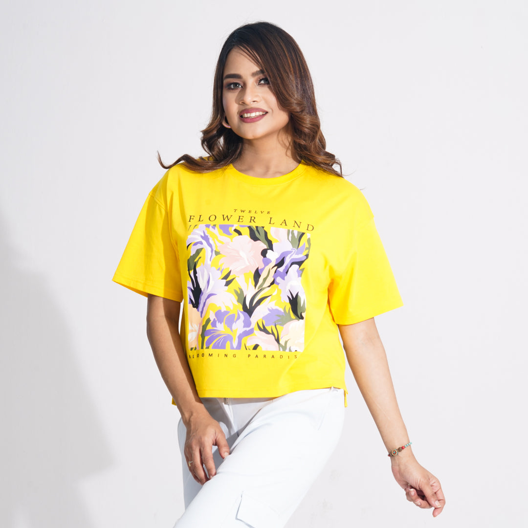 Women Mustard Crop T-Shirt (color problem)