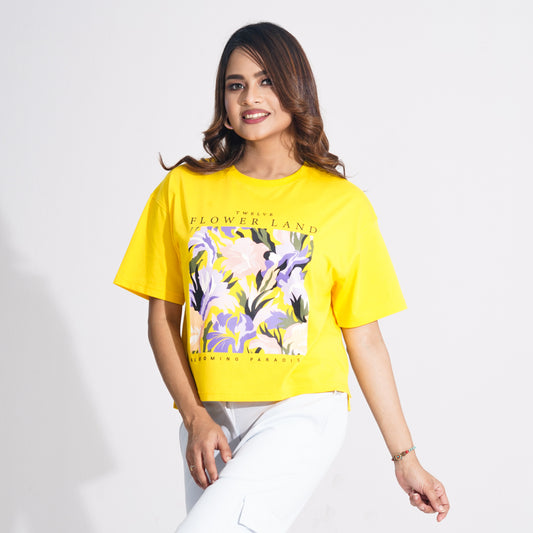 Women Mustard Crop T-Shirt (color problem)