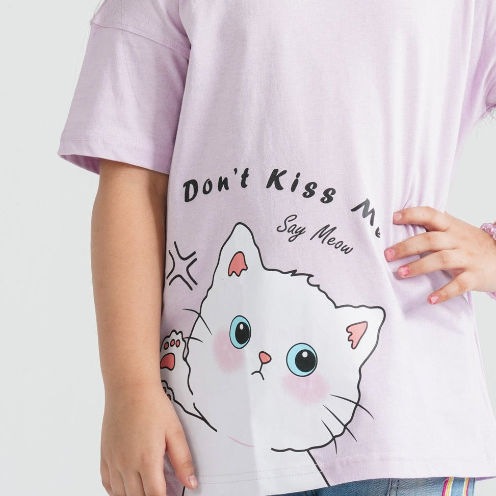 Girl’s Light Purple Cotton T-Shirt