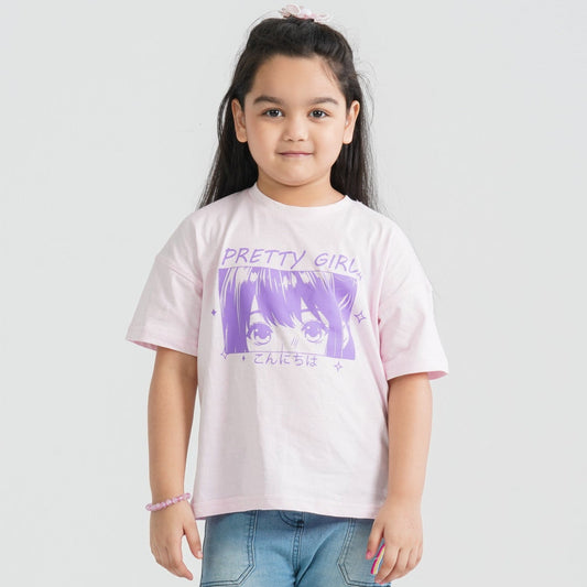 Girl’s Baby Pink Cotton T-Shirt