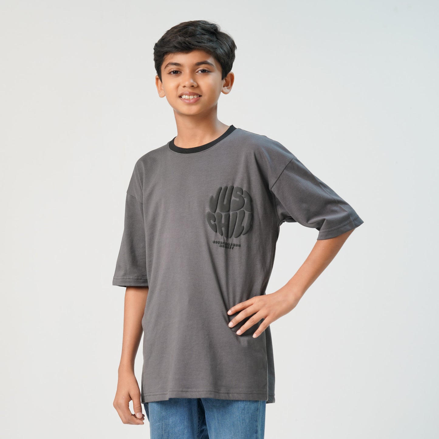 Boys Gray Oversized T-Shirt