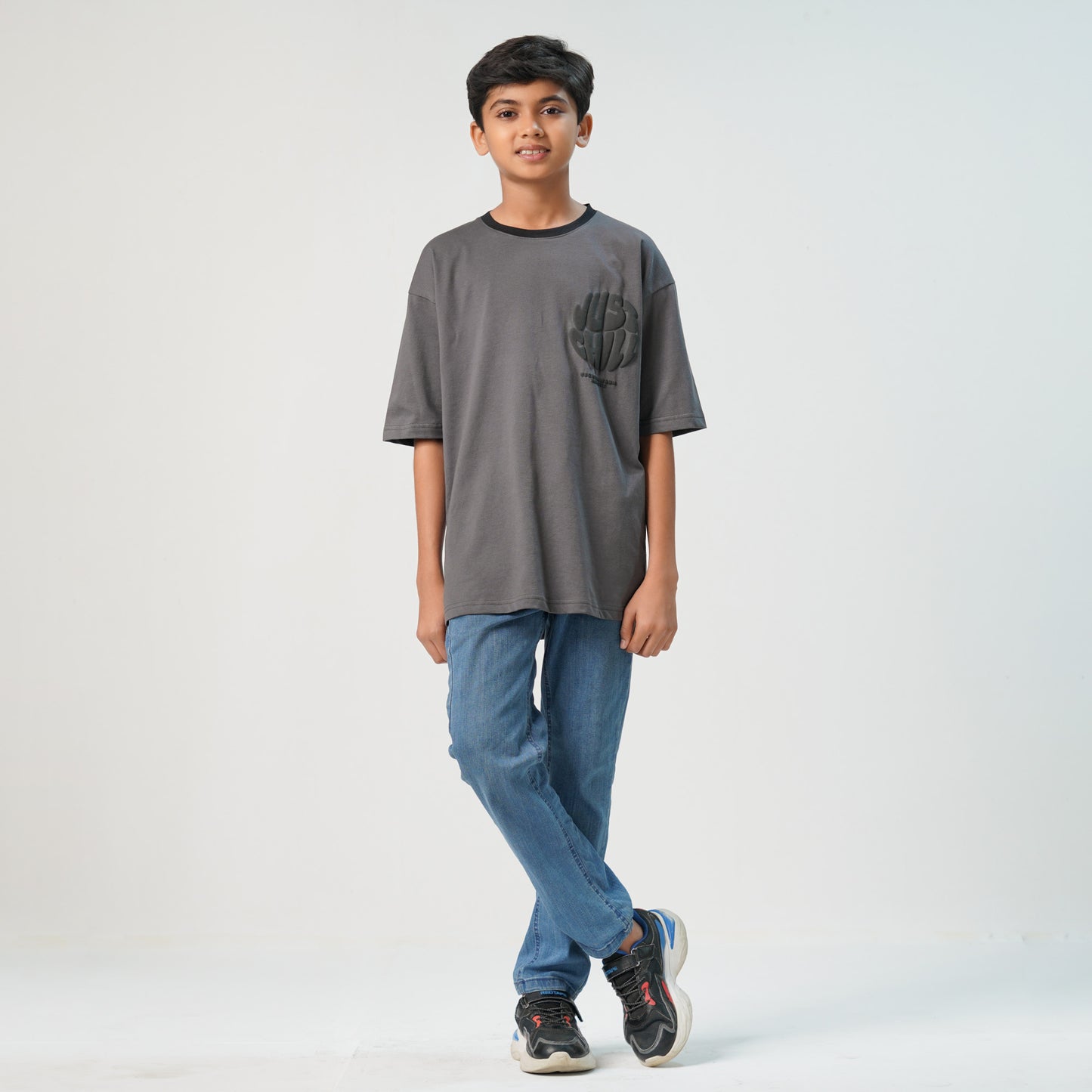 Boys Gray Oversized T-Shirt