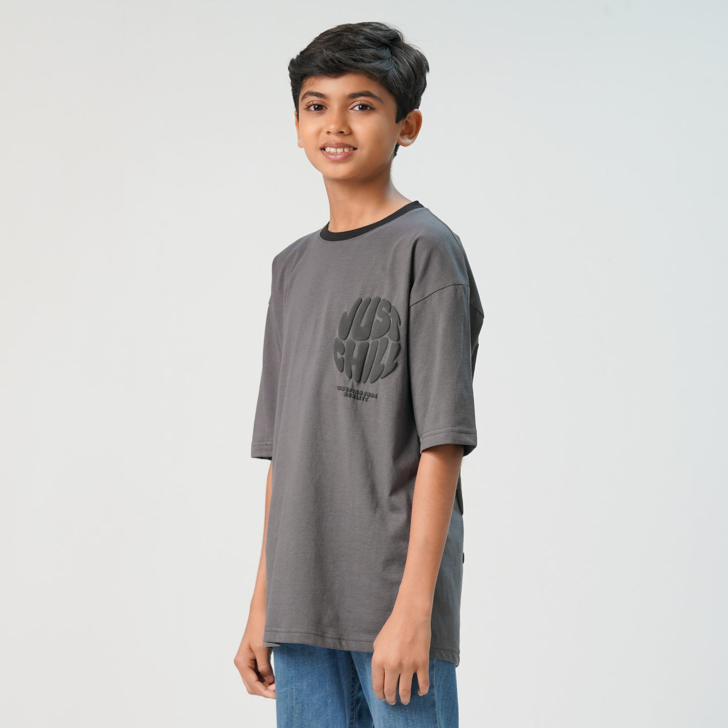 Boys Gray Oversized T-Shirt