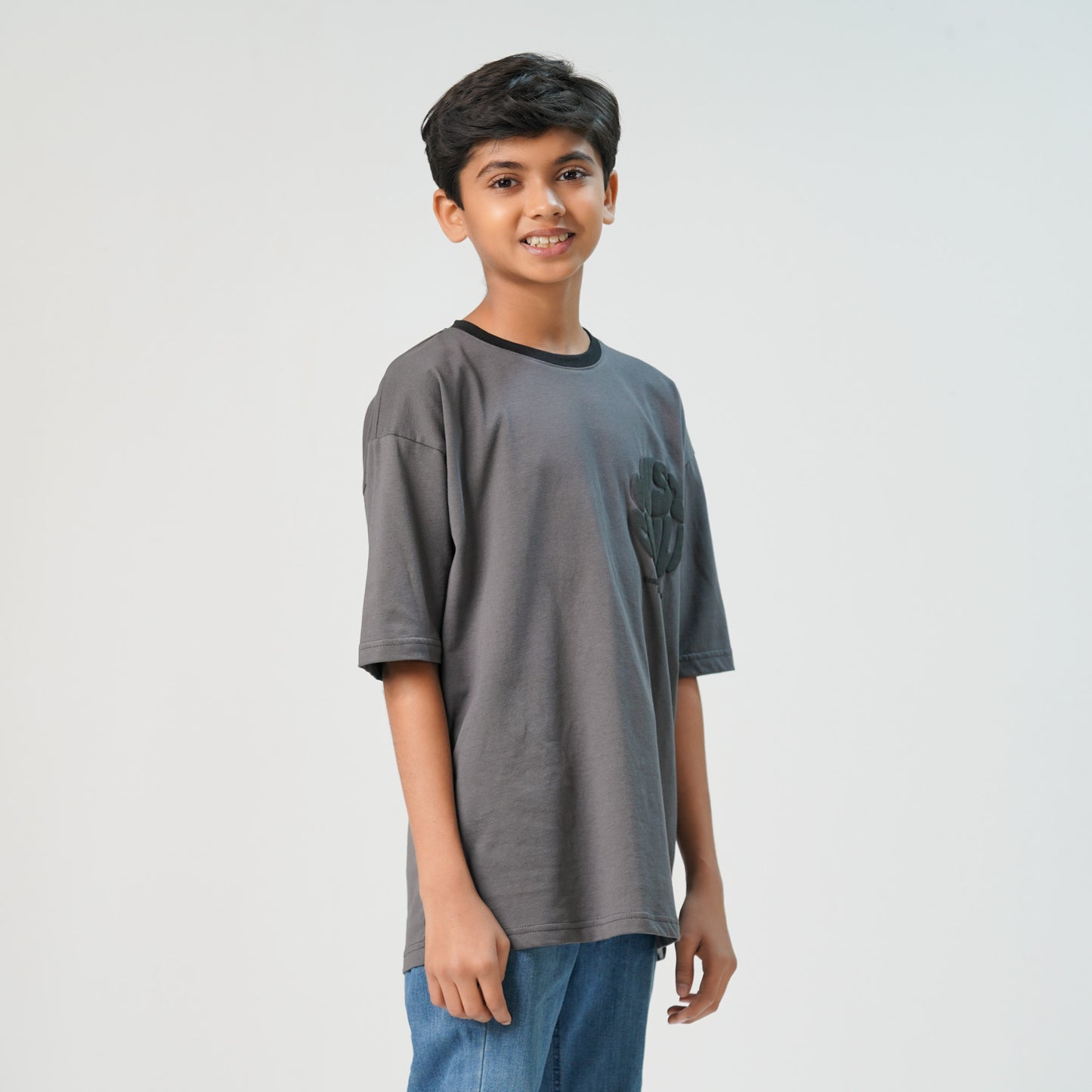 Boys Gray Oversized T-Shirt