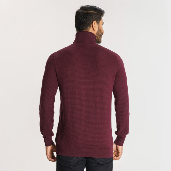 Mens Maroon High Neck Pullover