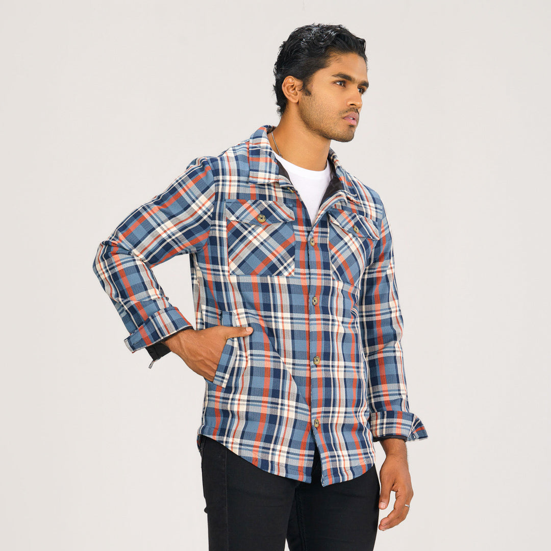 Mens Shacket Blue Check