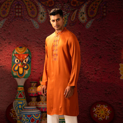 Mens Brown Embroidery Panjabi