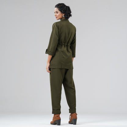 Womens Olive Blazer Set
